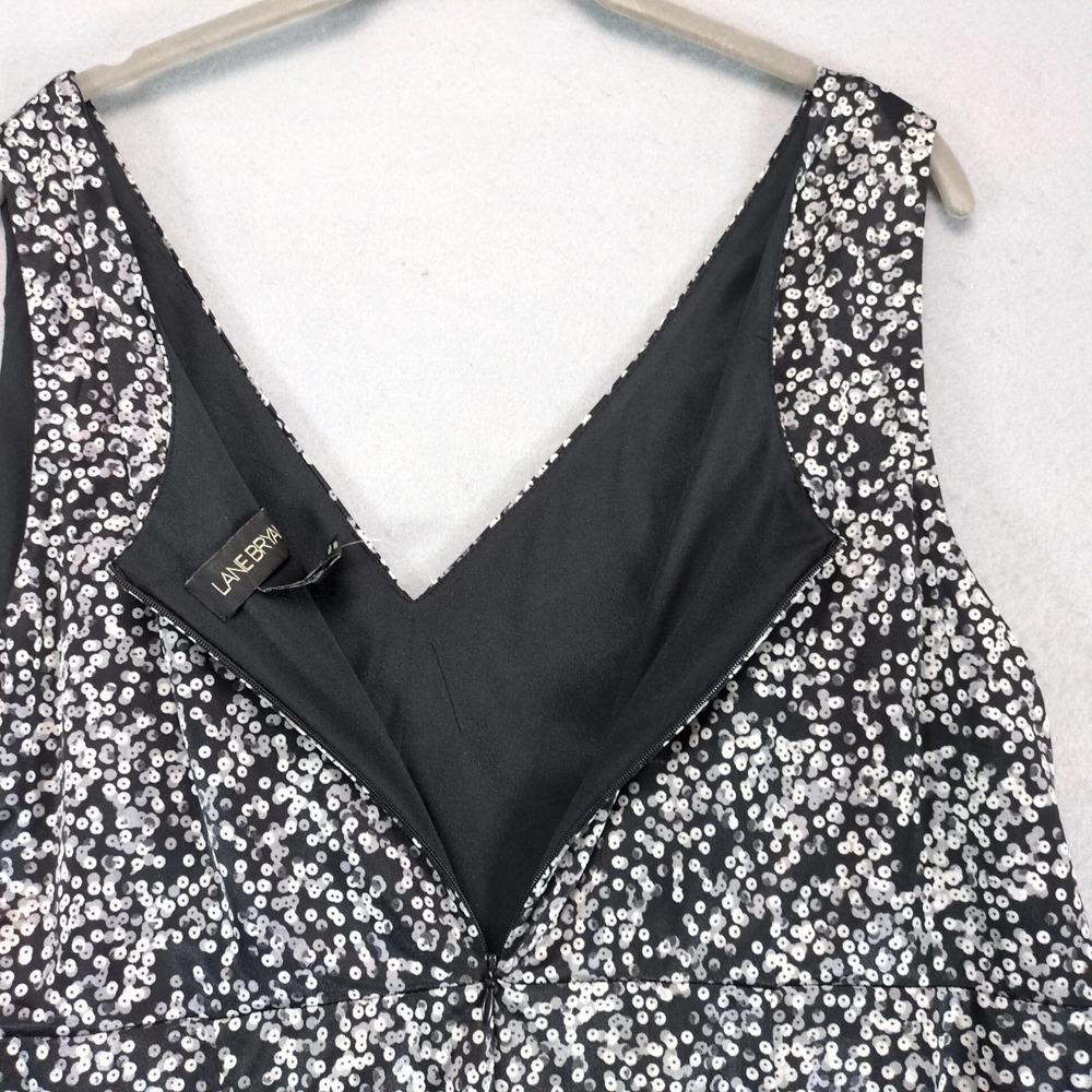 NWT Lane Bryant Sheath Dress Plus Size 20 Black Abstract Ruffle Satin Sleeveless - Picture 7 of 10